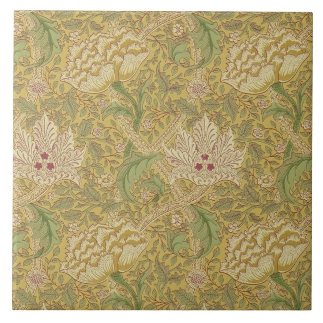 Wm Morris Classic Windrush Design Gold Multi Tile Fliese (Vorderseite)