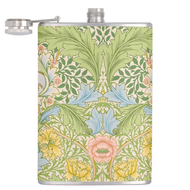 Wm Morris Myrtle Floral Art Nouveau Pastell Flachmann (Geöffnet)
