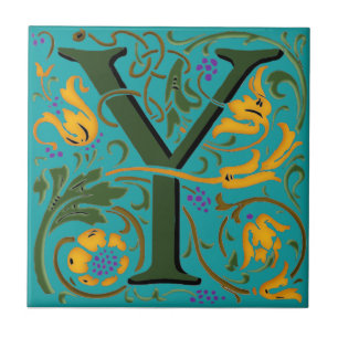 Wm Morris Verziert Initial "Y" Letter Keramik Tile Fliese