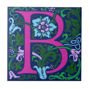 Wm Morris Verziert Letter "B" Initial Keramik Tile Fliese