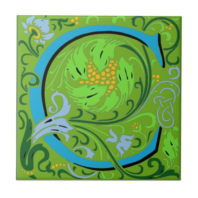 Wm Morris Verziert Letter "C" - Erste Keramik Fliese (Vorderseite)