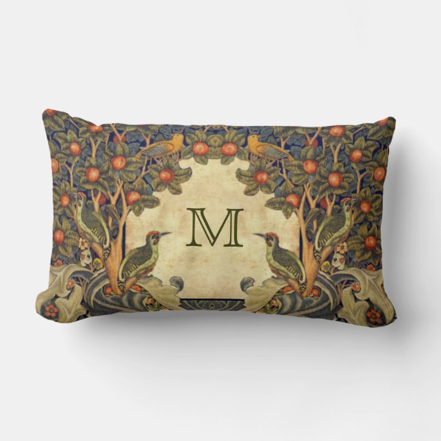 WM vor Raphaelit. Morris CUSTOMIZABLE MONOGRAMM Lendenkissen (Vorderseite)