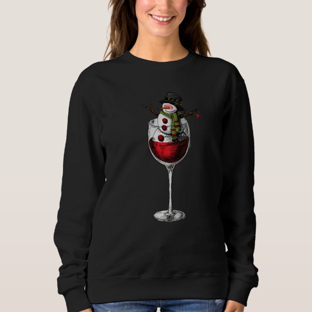 Wne  Christmas Snowman in a Wne Glass Xmas Sweatshirt (Vorderseite)