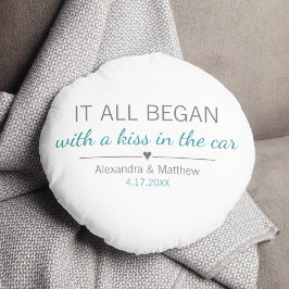 Wo alles anfing Romantische Valentinstag Paare Rundes Kissen