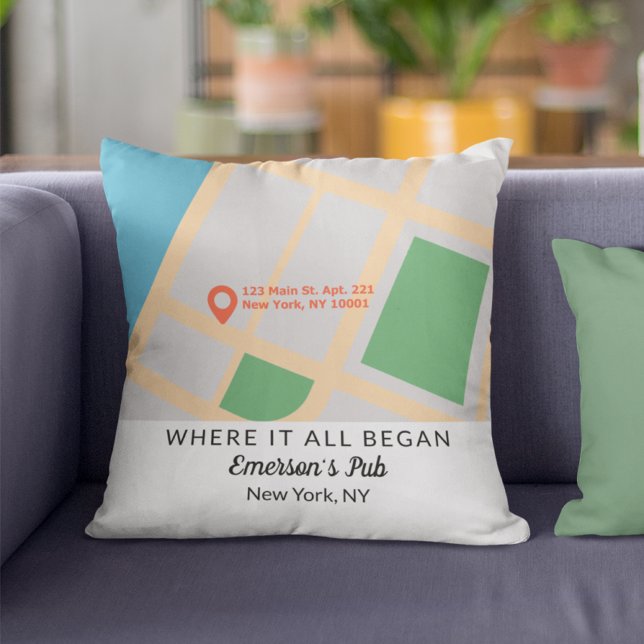 Wo alles begann ein paar Jubiläumswahren Kissen (Where It All Began Couple Anniversary Keepsake Throw Pillow
)