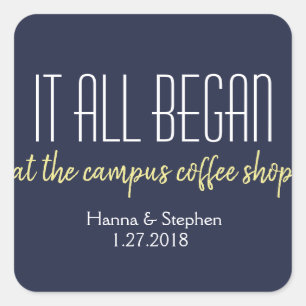 Wo alles begann Liebe Story Quadratischer Aufkleber