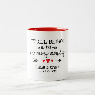 Wo alles mit der Liebe den Valentinstag beginnt Zweifarbige Tasse