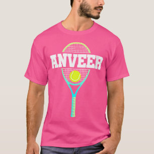 Wo Anveer Name Tennisspieler Jungen Ball und Schlä T-Shirt