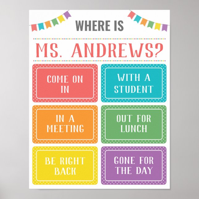 Wo befindet sich das Lehrerbüro? Poster (Vorne)