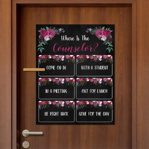 Wo befindet sich das Türschild des Beraterbüros? Poster