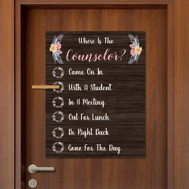 Wo befindet sich das Türschild des Beraterbüros? Poster