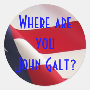 Wo bist du John Galt? Runder Aufkleber