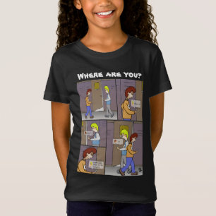 Wo bist du? Mädchenschwarzer T - Shirt