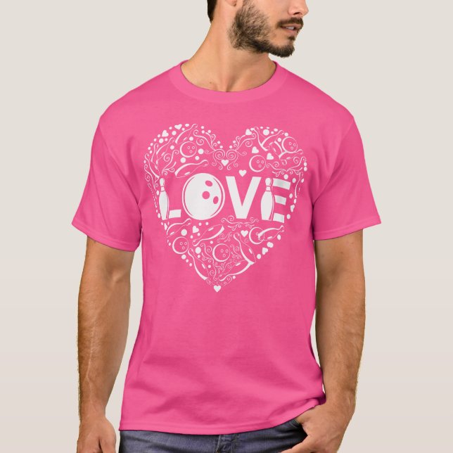 Wo Bowling Liebe Heart Bowling League Bowling T-Shirt (Vorderseite)
