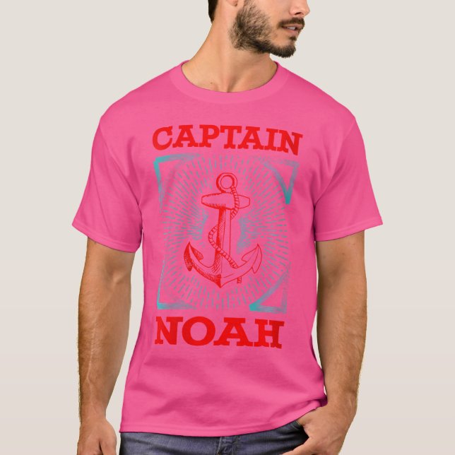 Wo Captain Noah Personalisiert Name Seaman Boot T T-Shirt (Vorderseite)