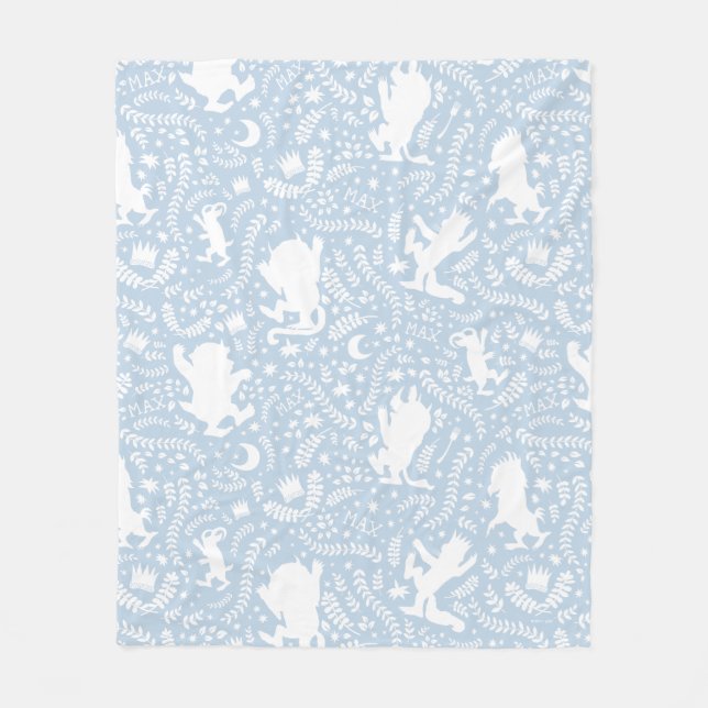 Wo das Muster der wilden Dinge blauer Flora ist Fleecedecke (Vorderseite)