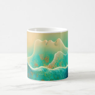 "Wo der Ozean zum Gedächtnis wird" - Blau grün Kaffeetasse