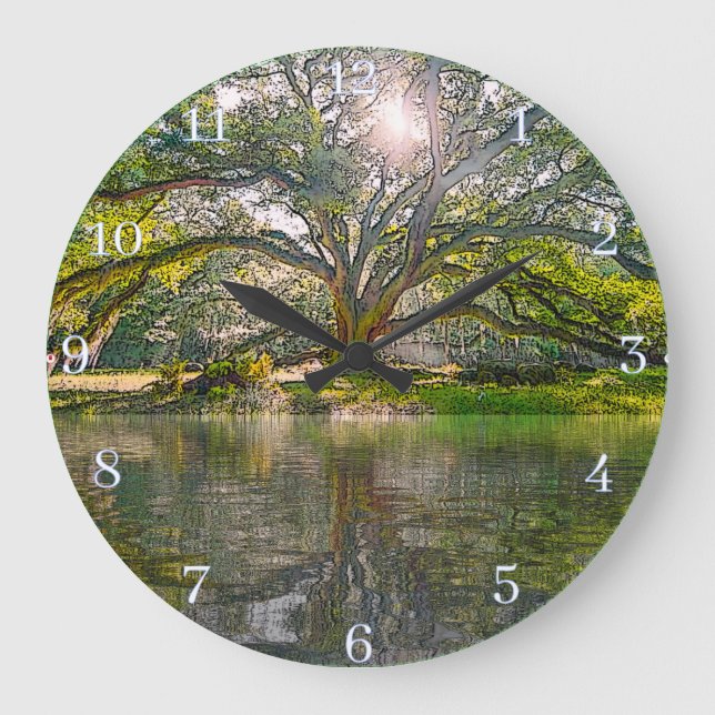 Wo der Willow Tree wächst Große Wanduhr (Vorderseite)