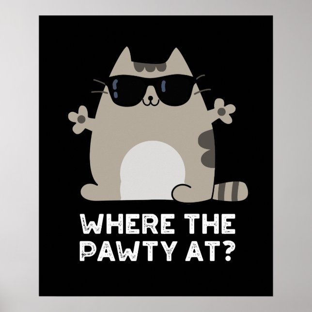 Wo die Pawty im sonnigen Party Cat dunkle BG Poster (Vorne)