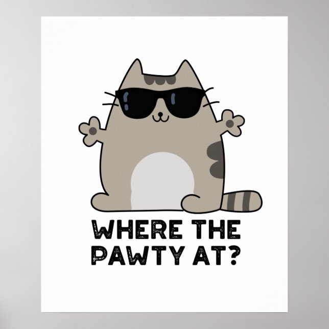Wo die Pawty im sonnigen Party Cat Puff Poster (Vorne)