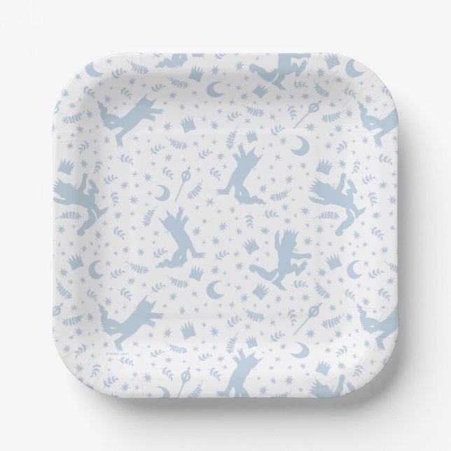 Wo die wilden Dinge blaue Flora Pappteller (Vorderseite)