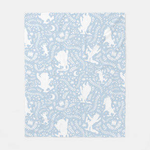 Wo die wilden Dinge blaues Blumenmuster Fleecedecke