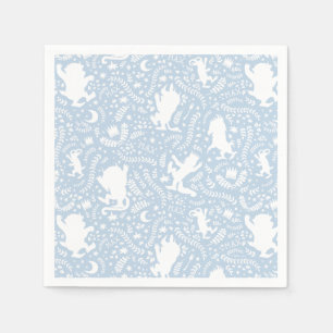 Wo die wilden Dinge blaues Blumenmuster Serviette