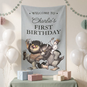 Wo die wilden Dinge der 1. Geburtstag sind Banner