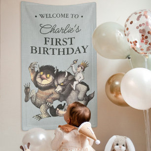 Wo die wilden Dinge der 1. Geburtstag sind Banner