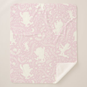 Wo die wilden Dinge rosa Blumenmuster Sherpadecke