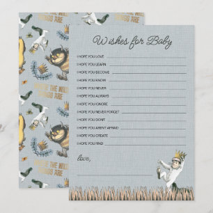 Wo die wilden Dinge sind Babydusche Wünsche Mitteilungskarte