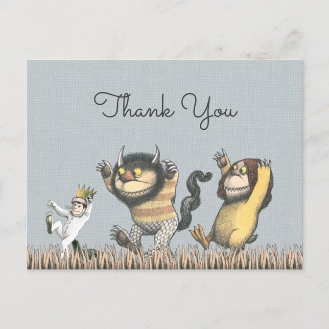 Wo die wilden Dinge sind Geburtstag danke Postkarte (Vorderseite)