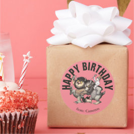 Wo die wilden Dinge sind | Happy Birthday Runder Aufkleber