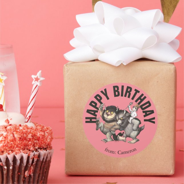 Wo die wilden Dinge sind | Happy Birthday Runder Aufkleber (Party)