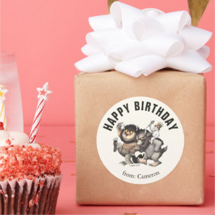 Wo die wilden Dinge sind Happy Birthday Runder Aufkleber