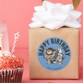 Wo die wilden Dinge sind | Happy Birthday Runder Aufkleber