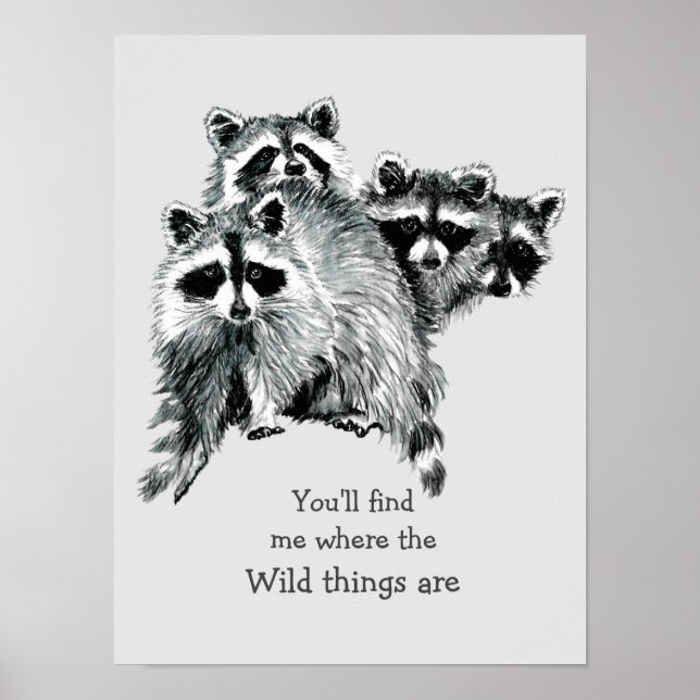 Wo die wilden Dinge sind inspirierende Raccoon Poster (Vorne)