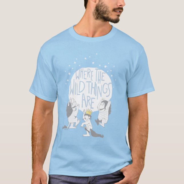 Wo die wilden Dinge sind | Mond und Stars T-Shirt (Vorderseite)