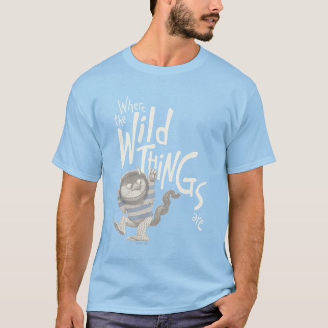 Wo die wilden Dinge zitiert werden - blau T-Shirt (Vorderseite)