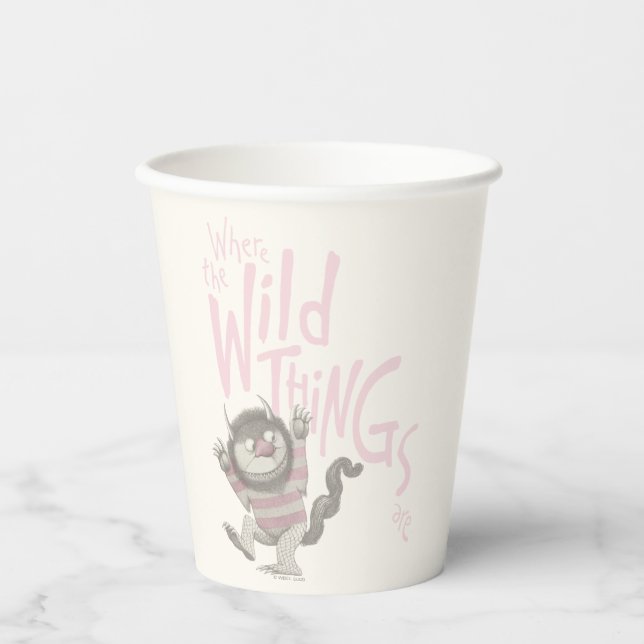 Wo die wilden Dinge zitiert werden - rosa Pappbecher (Vorderseite)