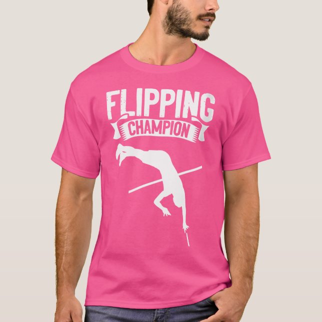 Wo Drehend Champion Pole Jumper Vault Pole Vaulti T-Shirt (Vorderseite)