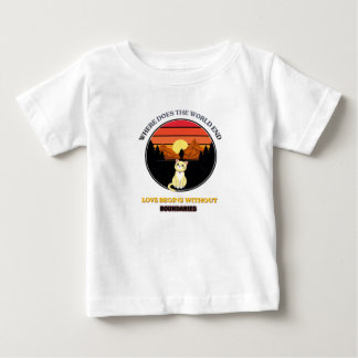 Wo endet die Welt | Süße Katze Retro-Sonnenunterga Baby T-shirt