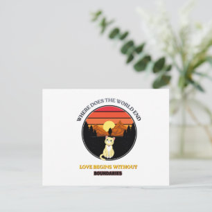 Wo endet die Welt Süße Katze Retro-Sonnenunterga Postkarte