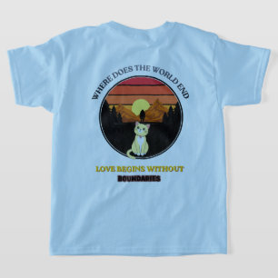 Wo endet die Welt Süße Katze Retro-Sonnenunterga T-Shirt