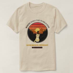 Wo endet die Welt   Süße Katze Retro-Sonnenunterga T-Shirt