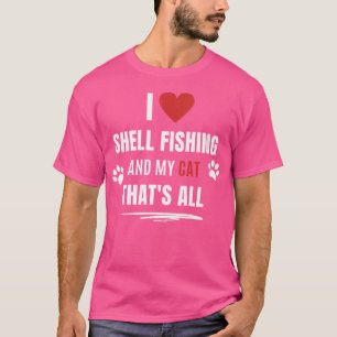 Wo Funny I Liebe Muschel Fischen und meine Katzen T-Shirt