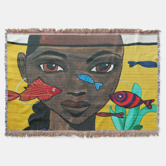 Wo Gedanken schwimmen | Schwarze Frau Kunst Afroze Decke