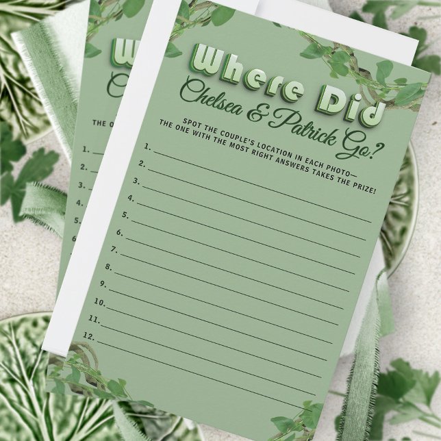 Wo ging es hin? Grüne Hochzeits-G guessing-Spiel  (Von Creator hochgeladen)
