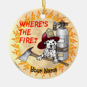 Wo ist das Feuer Feuerwehrmann Keramik Ornament