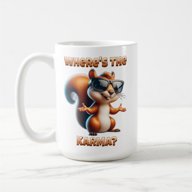 Wo ist das Karma-Funny-Eichhörnchen in Schatten? Kaffeetasse (Links)